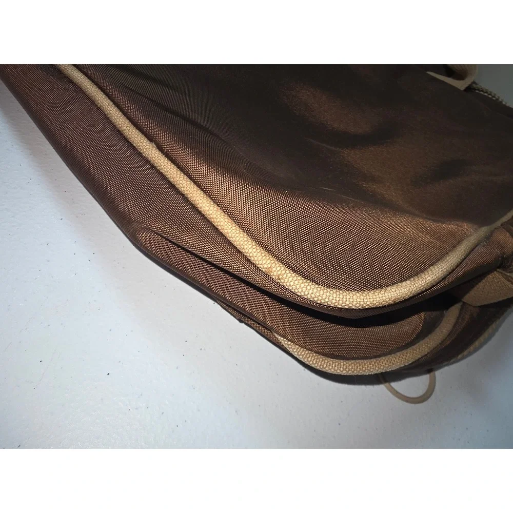 Lands End‎ Vintage Brown Nylon Briefcase Laptop Rigger Bag Travel Carry On